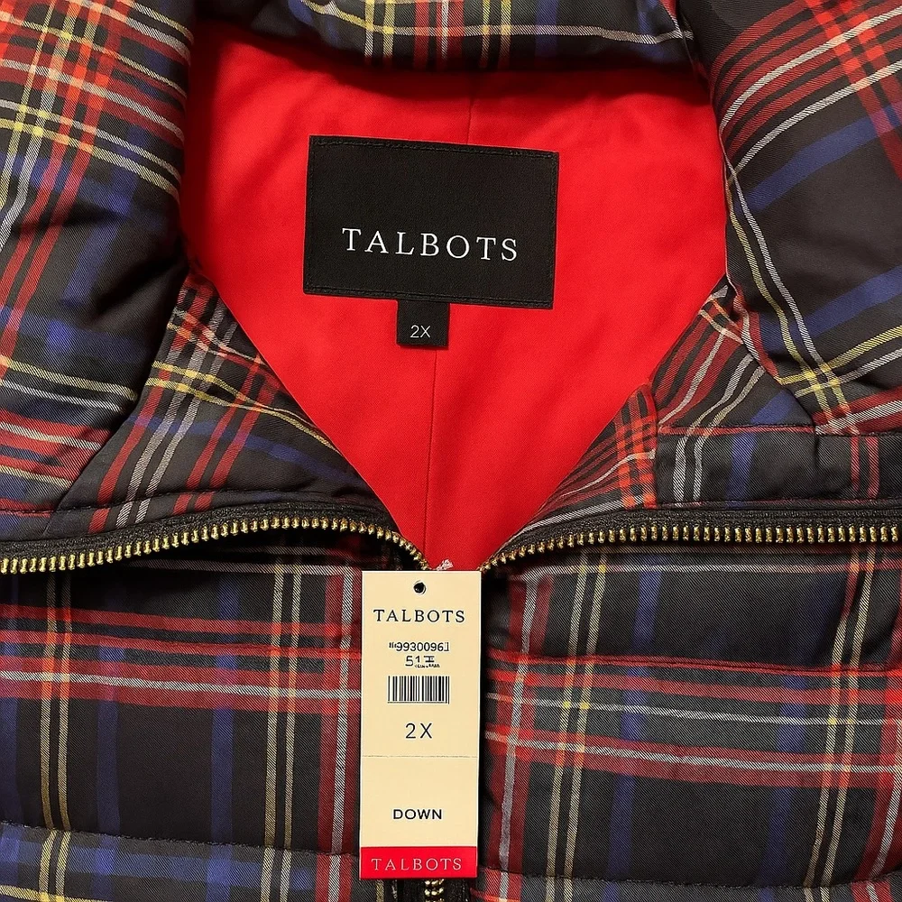 Talbots Down Puffer Vest – Women’s Plus Size 2X – Plaid Print - Picture 2 of 2